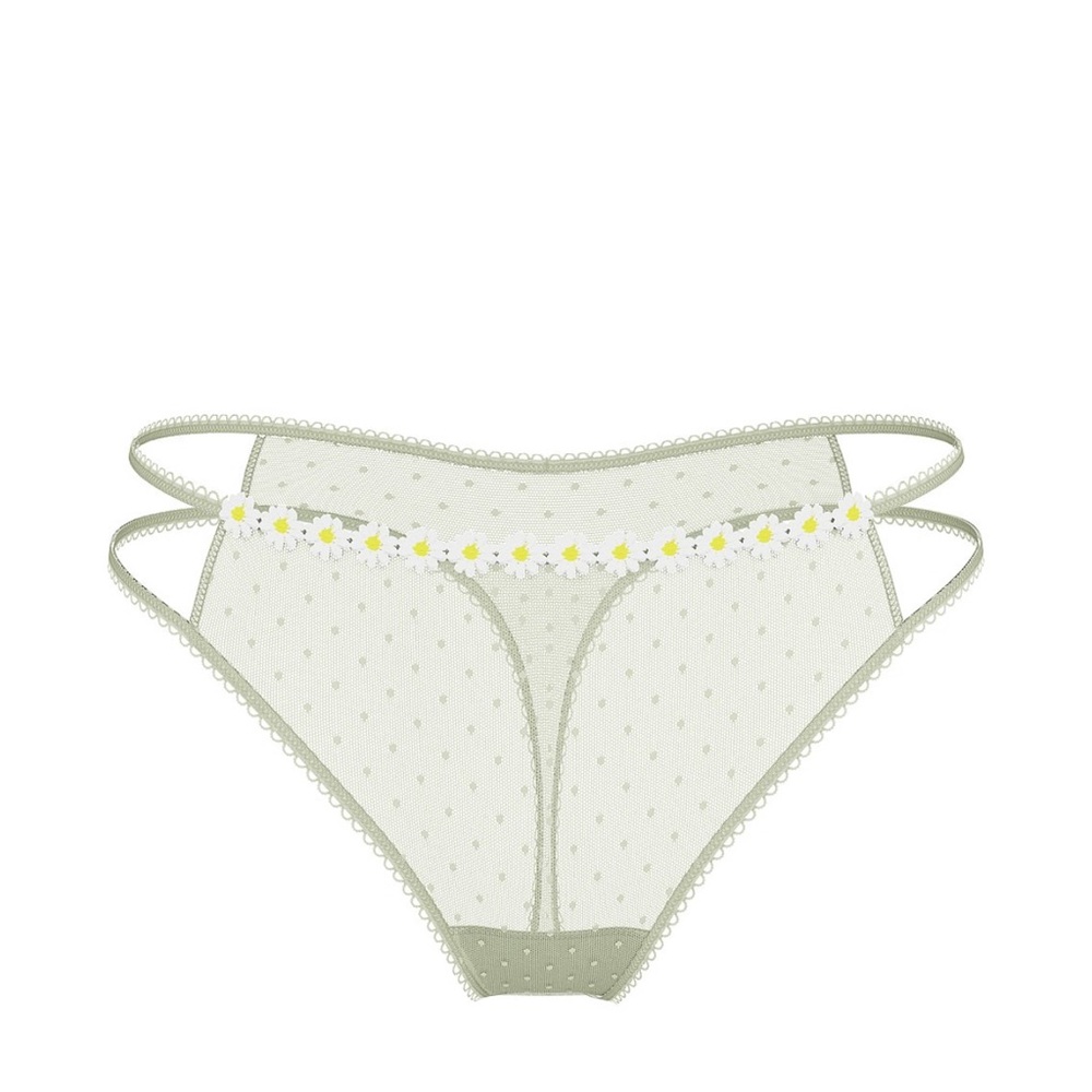 Sheer Green Lace Panties with Floral Detail